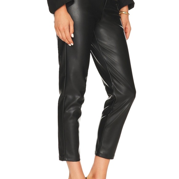 LBLC The Label Robin Pant Faux Leather Black High Rise Straight Leg Sizes S & M - Picture 4 of 16